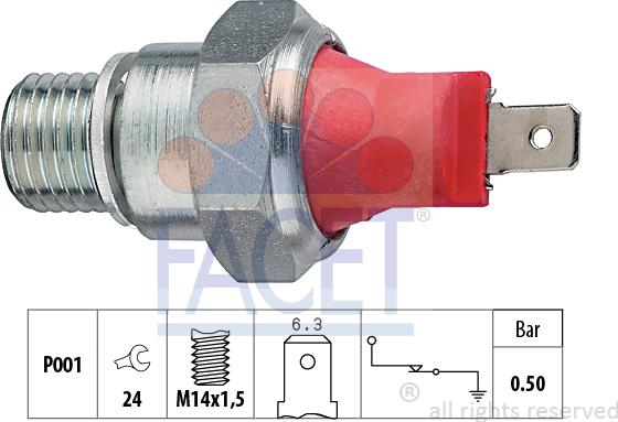 FACET 7.0022 - Датчик, налягане на маслото vvparts.bg