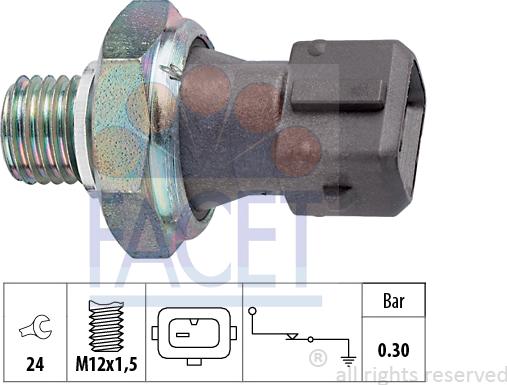 FACET 7.0071 - Датчик, налягане на маслото vvparts.bg