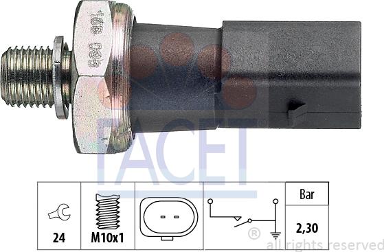 FACET 7.0190 - Датчик, налягане на маслото vvparts.bg