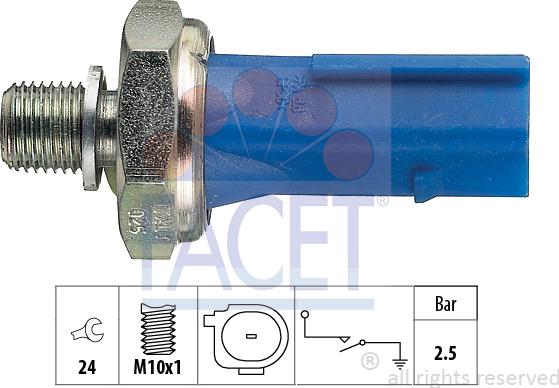 FACET 7.0192 - Датчик, налягане на маслото vvparts.bg