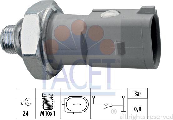 FACET 7.0197 - Датчик, налягане на маслото vvparts.bg