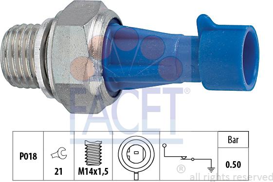 FACET 7.0143 - Датчик, налягане на маслото vvparts.bg