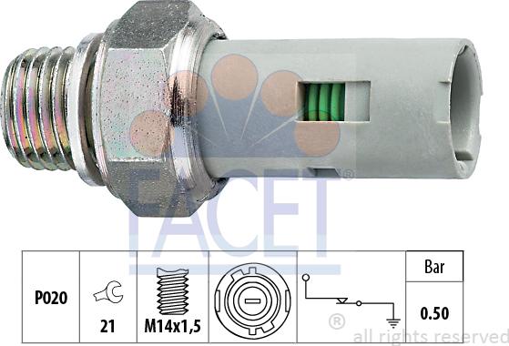 FACET 7.0151 - Датчик, налягане на маслото vvparts.bg