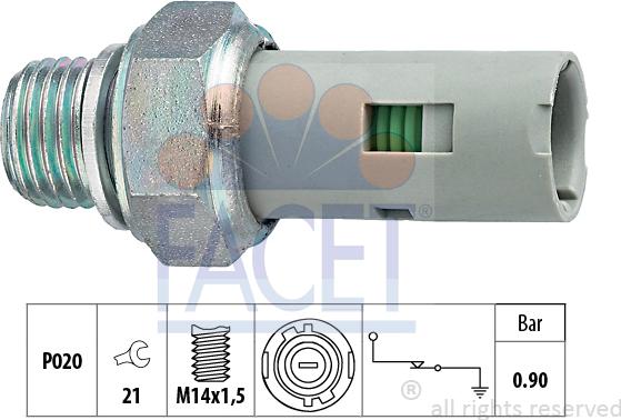 FACET 7.0153 - Датчик, налягане на маслото vvparts.bg