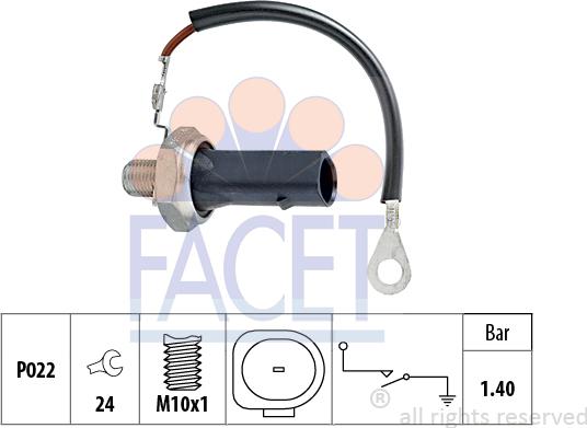 FACET 7.0167 - Датчик, налягане на маслото vvparts.bg