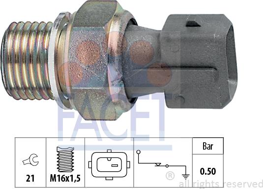 FACET 7.0116 - Датчик, налягане на маслото vvparts.bg