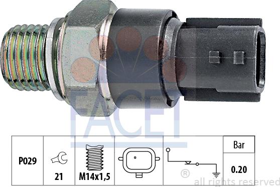 FACET 7.0189 - Датчик, налягане на маслото vvparts.bg