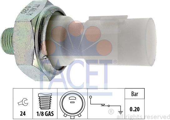 FACET 7.0182 - Датчик, налягане на маслото vvparts.bg