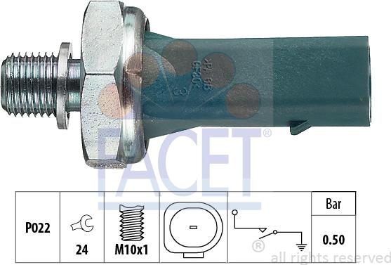 FACET 7.0139 - Датчик, налягане на маслото vvparts.bg