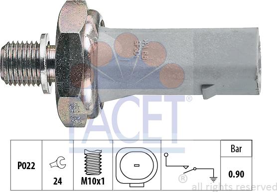 FACET 7.0134 - Датчик, налягане на маслото vvparts.bg