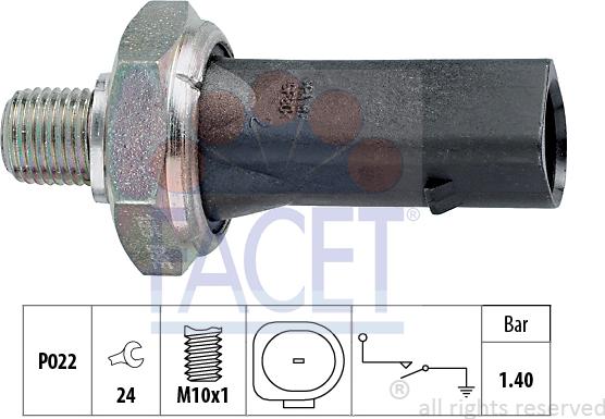 FACET 7.0135 - Датчик, налягане на маслото vvparts.bg