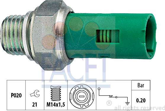 FACET 7.0131 - Датчик, налягане на маслото vvparts.bg