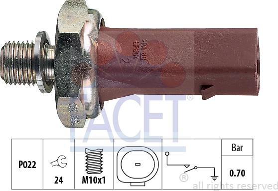 FACET 7.0132 - Датчик, налягане на маслото vvparts.bg