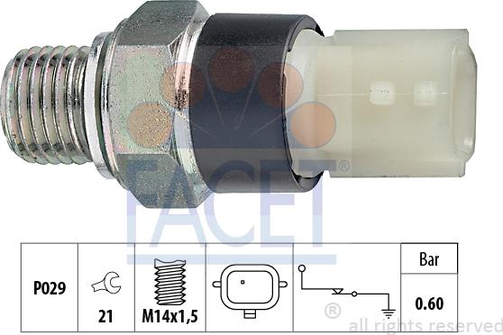 FACET 7.0178 - Датчик, налягане на маслото vvparts.bg