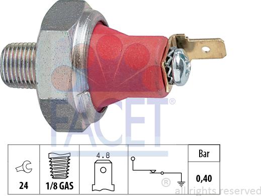 FACET 7.0173 - Датчик, налягане на маслото vvparts.bg