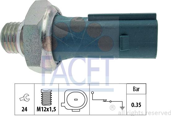 FACET 7.0177 - Датчик, налягане на маслото vvparts.bg