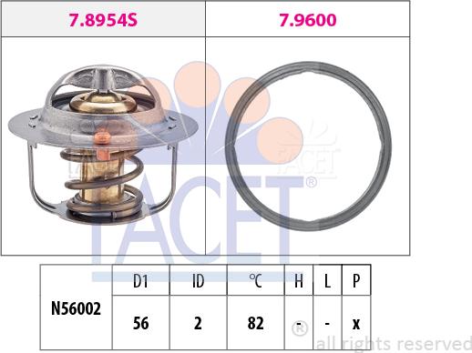 FACET 7.8954 - Термостат, охладителна течност vvparts.bg