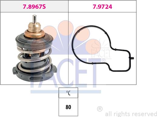 FACET 7.8967 - Термостат, охладителна течност vvparts.bg