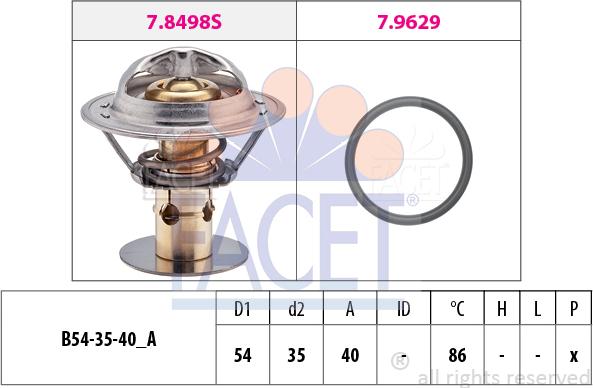 FACET 7.8498 - Термостат, охладителна течност vvparts.bg