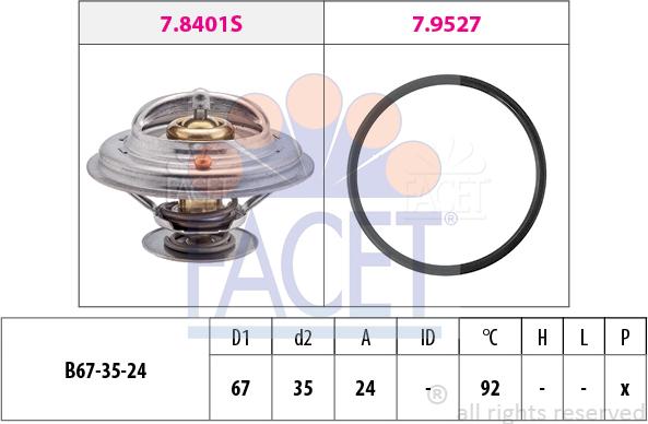 FACET 7.8401 - Термостат, охладителна течност vvparts.bg