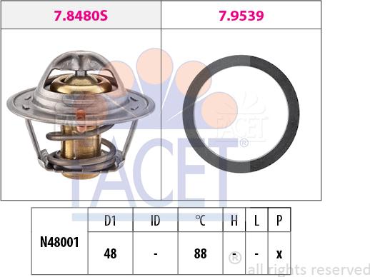 FACET 7.8480 - Термостат, охладителна течност vvparts.bg