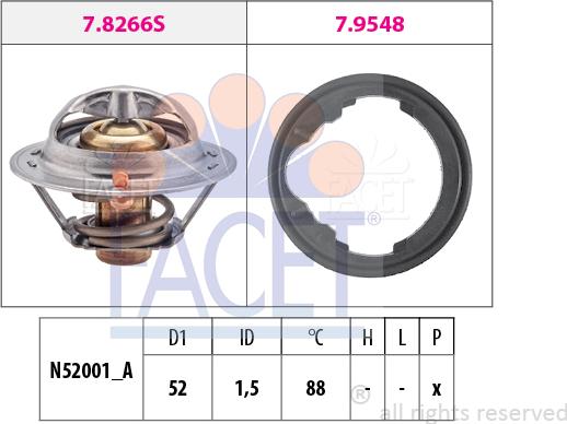 FACET 7.8488 - Термостат, охладителна течност vvparts.bg