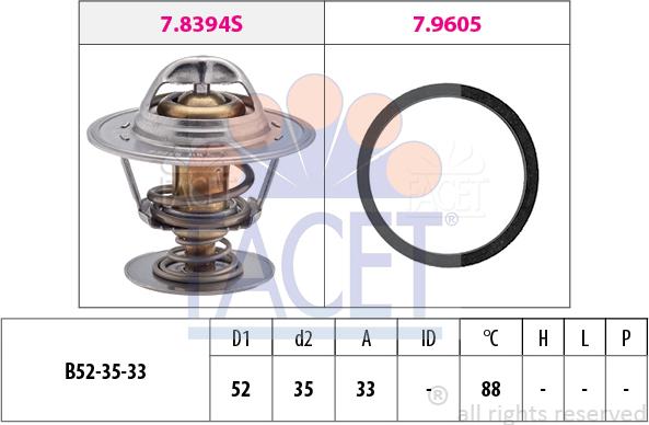 FACET 7.8483 - Термостат, охладителна течност vvparts.bg