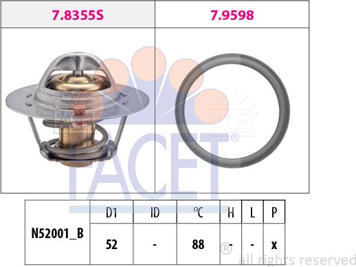 FACET 7.8487 - Термостат, охладителна течност vvparts.bg