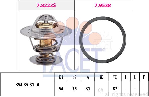 FACET 7.8434 - Термостат, охладителна течност vvparts.bg