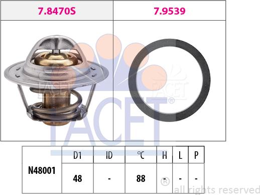 FACET 7.8470 - Термостат, охладителна течност vvparts.bg