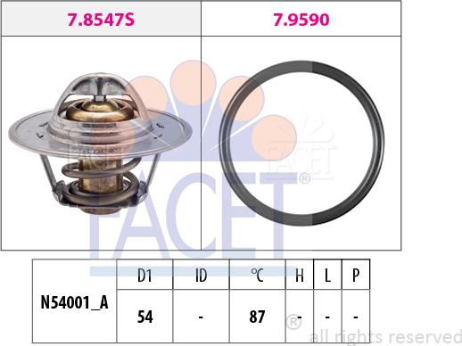 FACET 7.8547 - Термостат, охладителна течност vvparts.bg