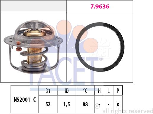 FACET 7.8554 - Термостат, охладителна течност vvparts.bg