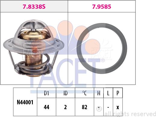 FACET 7.8517 - Термостат, охладителна течност vvparts.bg