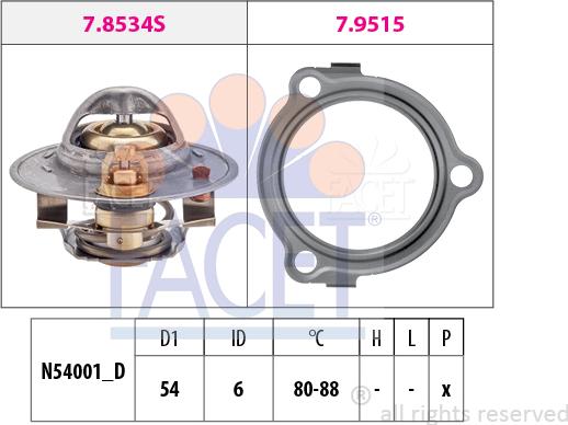 FACET 7.8534 - Термостат, охладителна течност vvparts.bg