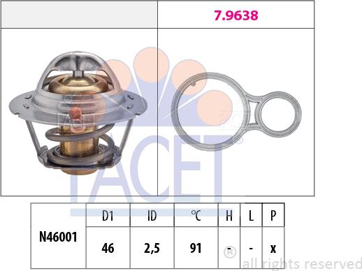 FACET 7.8524 - Термостат, охладителна течност vvparts.bg