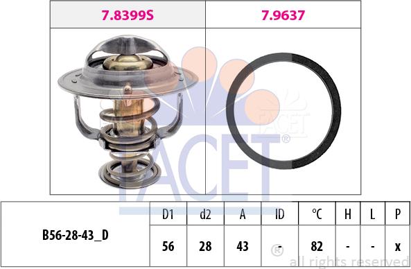 FACET 7.8522 - Термостат, охладителна течност vvparts.bg