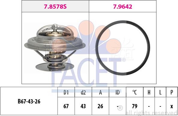 FACET 7.8578 - Термостат, охладителна течност vvparts.bg