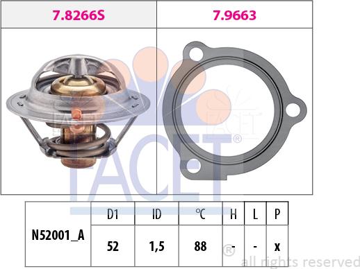 FACET 7.8647 - Термостат, охладителна течност vvparts.bg