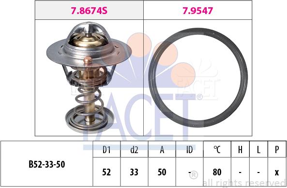 FACET 7.8674 - Термостат, охладителна течност vvparts.bg