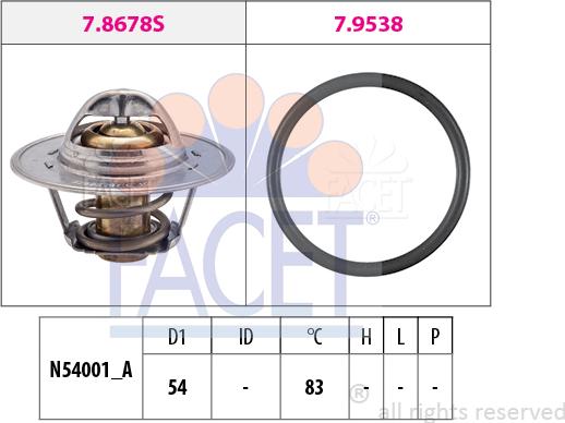 FACET 7.8678 - Термостат, охладителна течност vvparts.bg