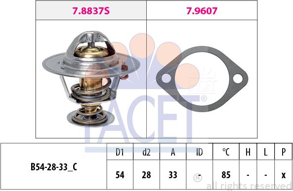 FACET 7.8838 - Термостат, охладителна течност vvparts.bg