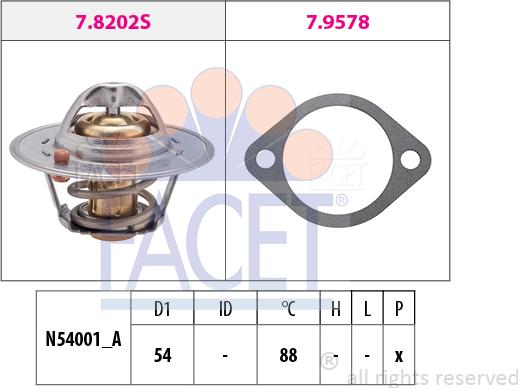 FACET 7.8358 - Термостат, охладителна течност vvparts.bg