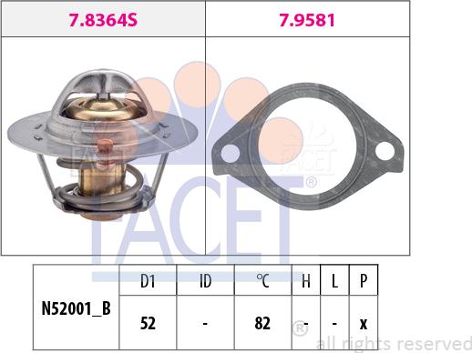 FACET 7.8364 - Термостат, охладителна течност vvparts.bg