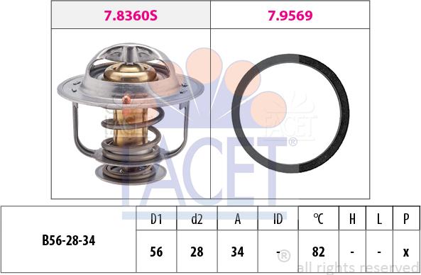 FACET 7.8360 - Термостат, охладителна течност vvparts.bg