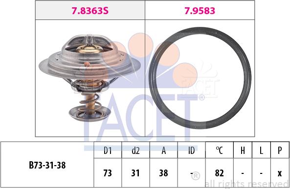 FACET 7.8363 - Термостат, охладителна течност vvparts.bg