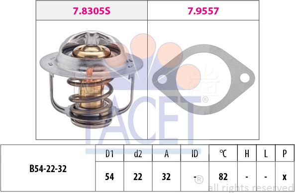 FACET 7.8305 - Термостат, охладителна течност vvparts.bg