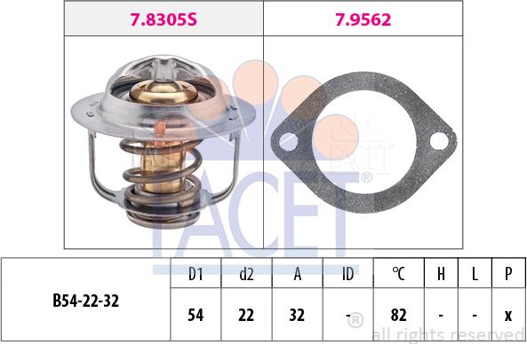 FACET 7.8306 - Термостат, охладителна течност vvparts.bg