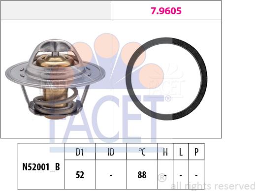 FACET 7.8312 - Термостат, охладителна течност vvparts.bg