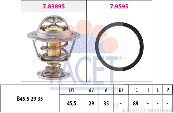 FACET 7.8389 - Термостат, охладителна течност vvparts.bg