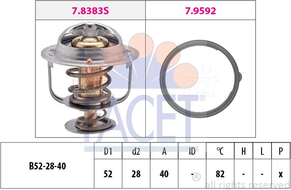 FACET 7.8383 - Термостат, охладителна течност vvparts.bg